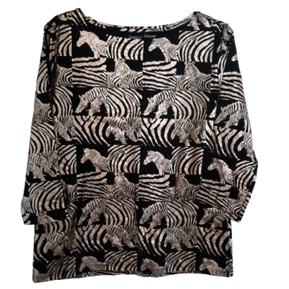 Rebecca Malone Tops - Rebecca Malone Gold/Black Zebra Print Top
